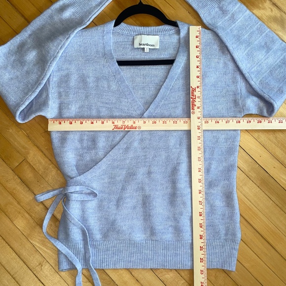 HEARTLOOM Anthropologie Malena V-Neck Wrap Sweater Side Bow Tie Coquette Ballet - Picture 7 of 9